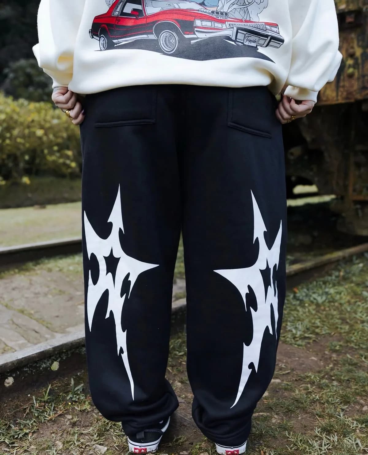 Calça moletom das chamas preta